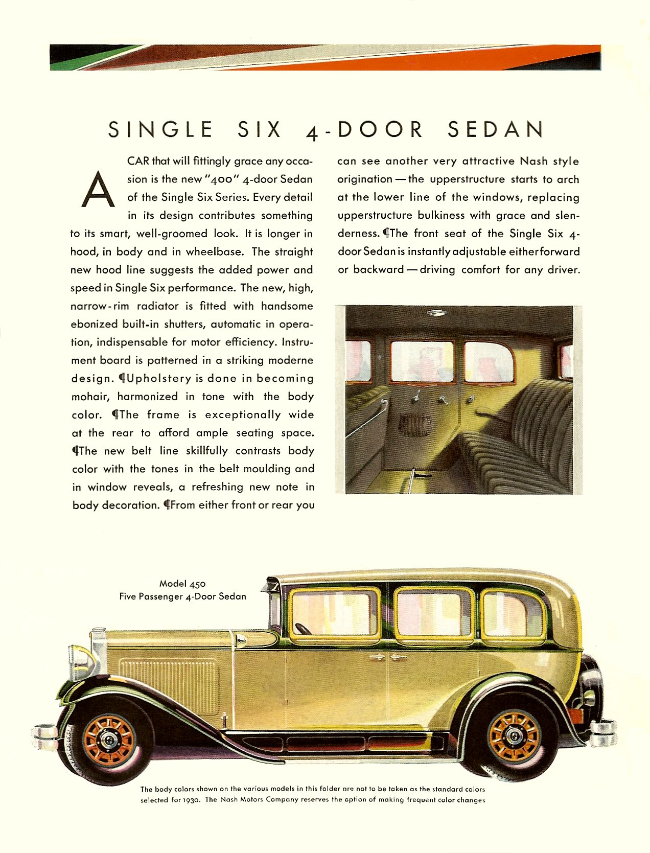 1930 Nash 400 Single Six Sedans Folder Page 4